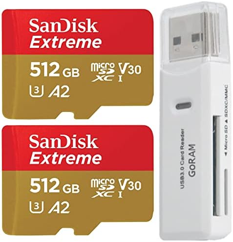 SanDisk 256 GB (2 Paket) Extreme microSDXC 190 mb/s UHS-I Hafıza Kartı SDSQXAV-256G-GN6MN Paketi ile (1) GoRAM kart